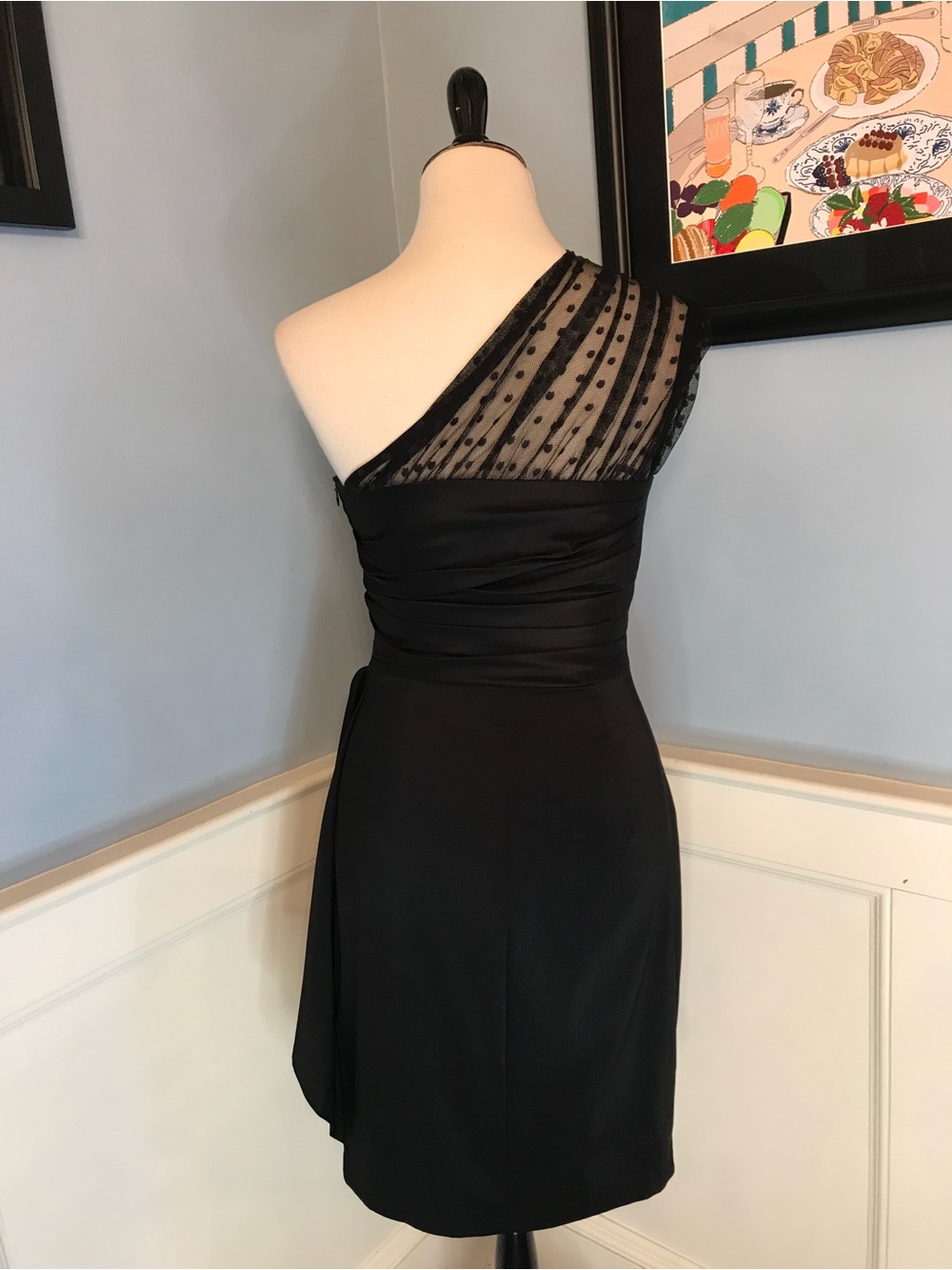 Retro Vintage Style One Shoulder Asymmetrical Sarong Wiggle Cocktail Dress Sz 6 - Picture 5 of 10